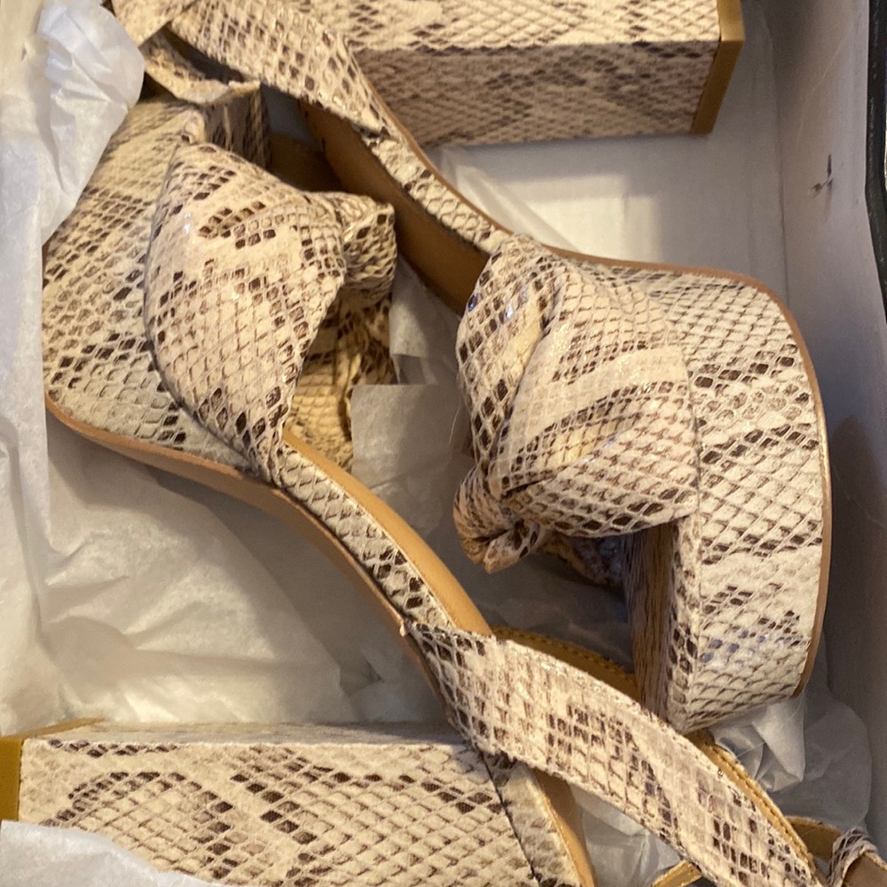 Snake print platform heels